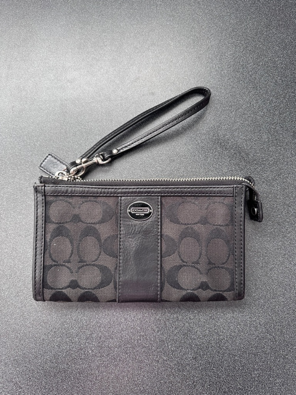 Coach Black Signature Canvas Wristlet